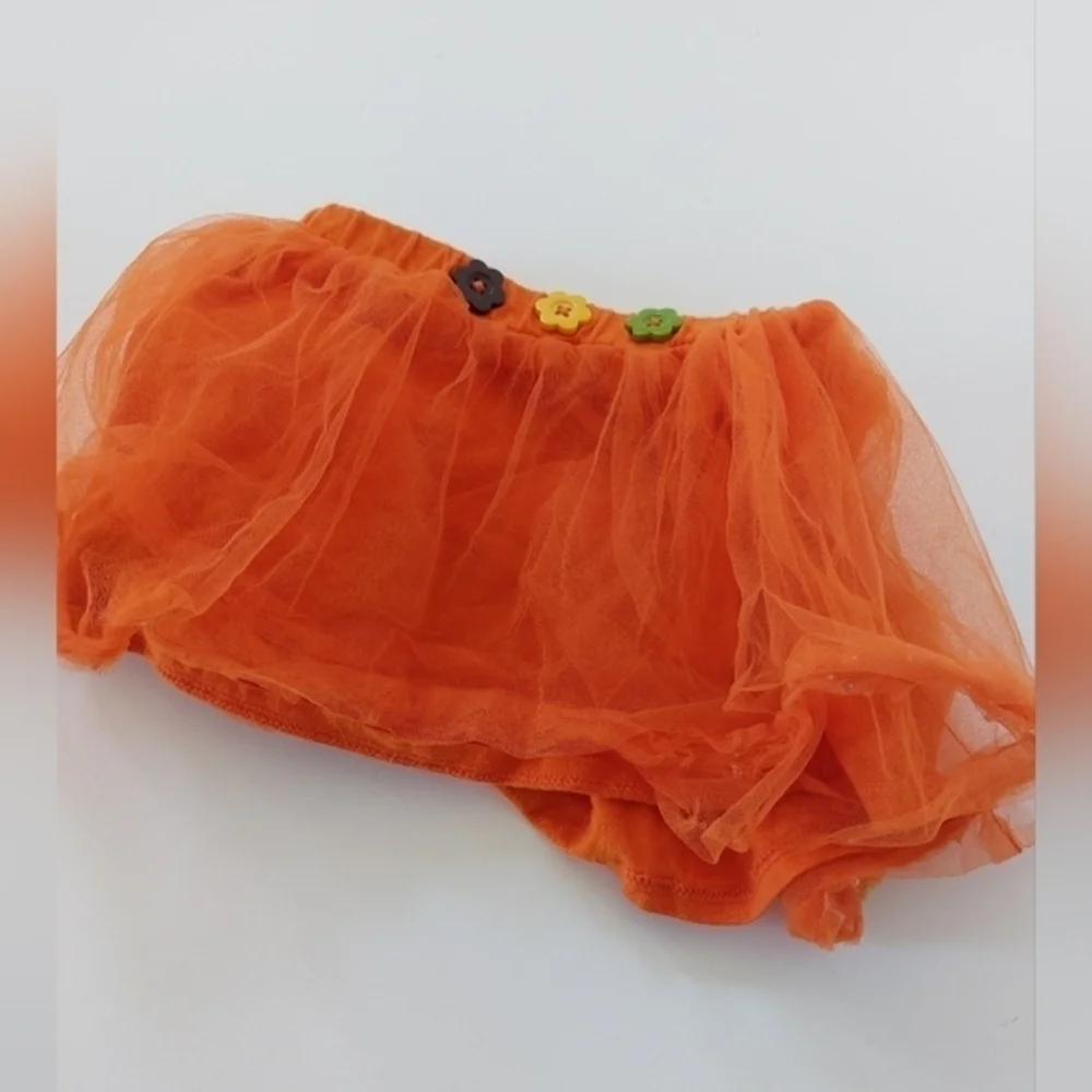 Orange‎ gymboree tutu Skirt 18-24m Flower Button Autumn Family Photos Halloween